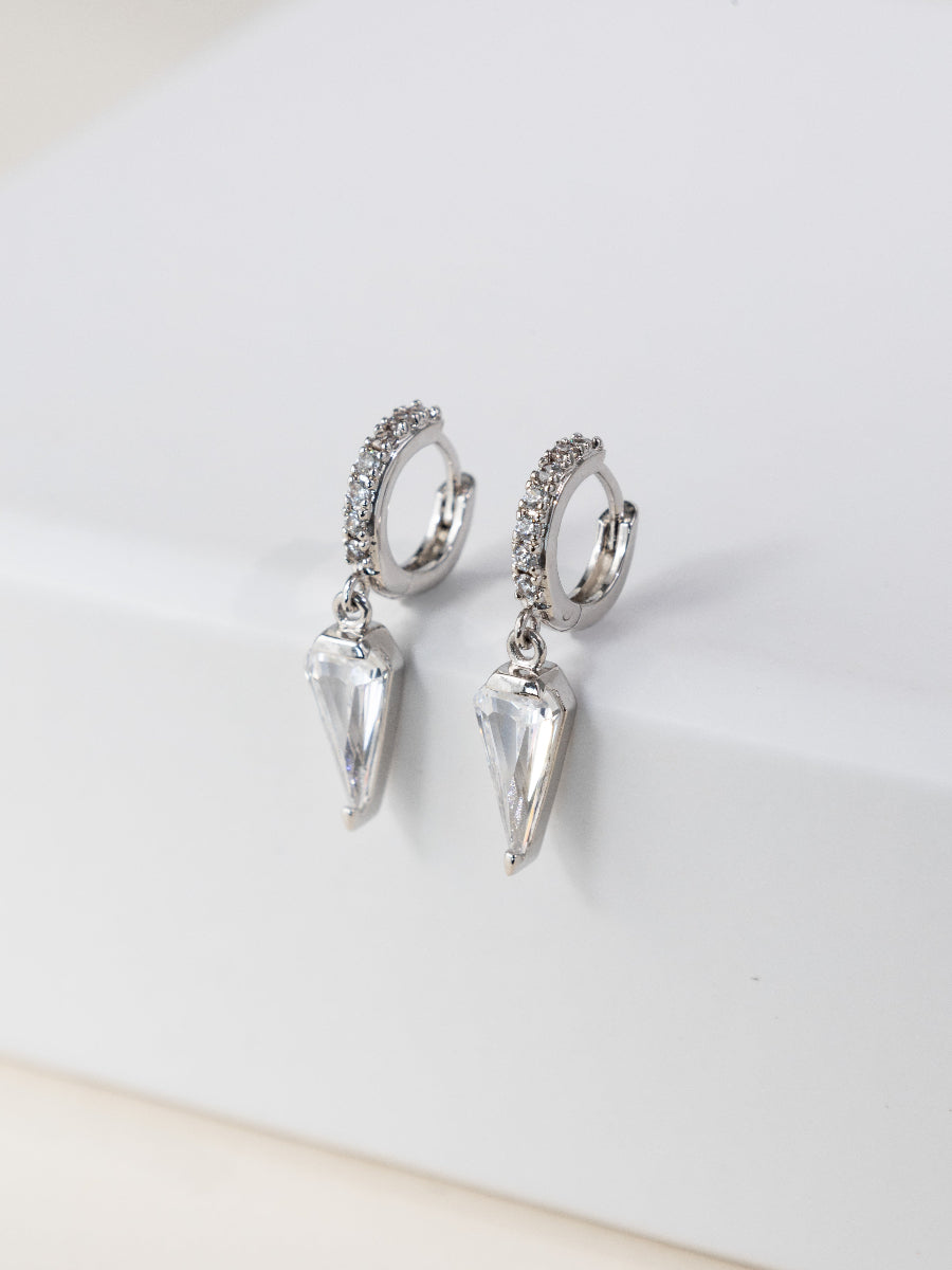 Diamond Gem Silver Baby Huggie Earrings | Wanderlust + Co