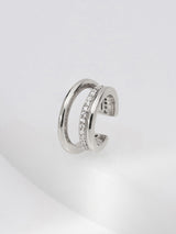 Double Pave Silver 9mm Ear Cuff