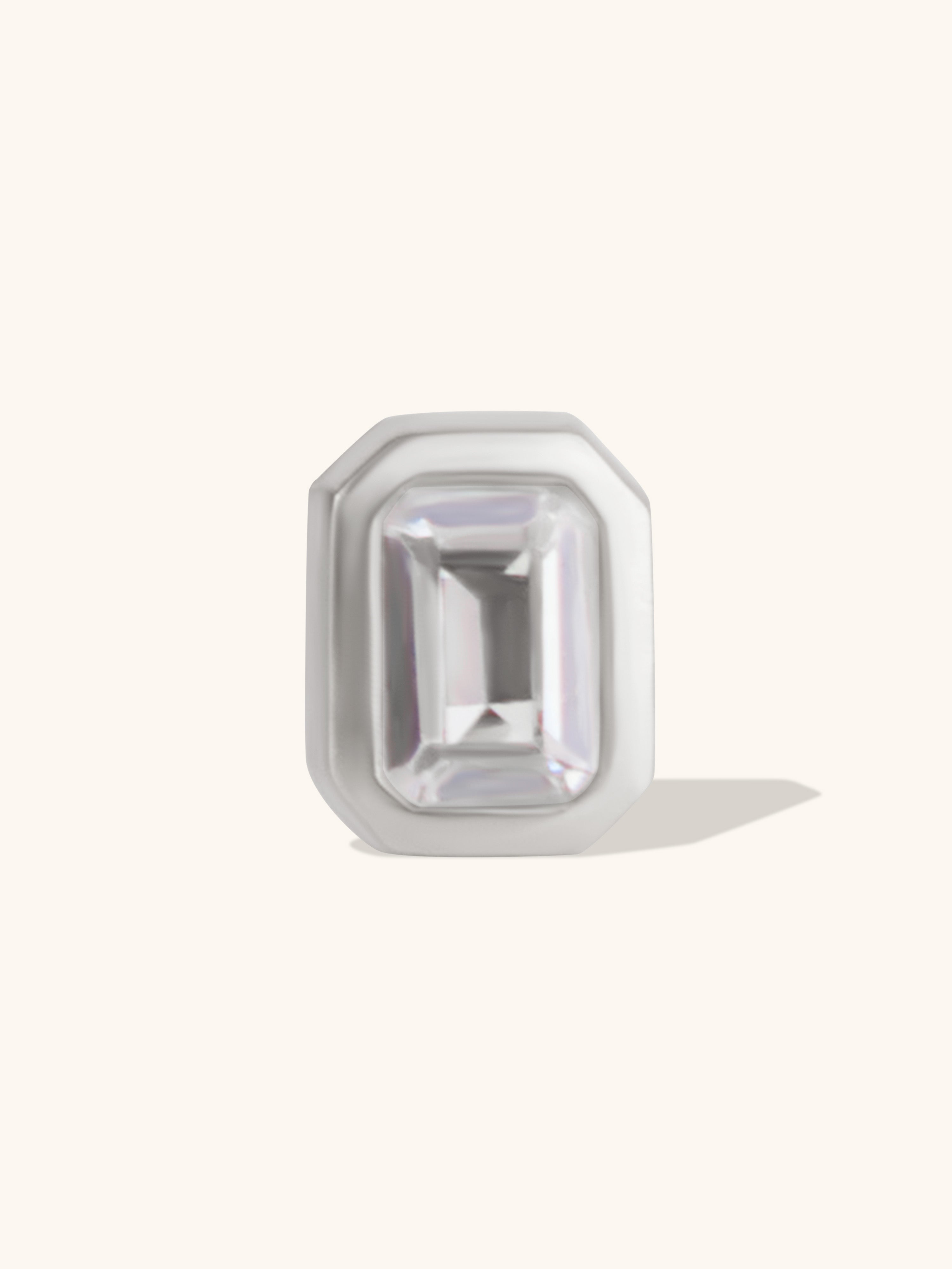 Emerald Bezel Silver Flat Back Earring