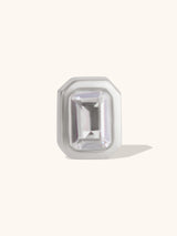 Emerald Bezel Silver Flat Back Earring