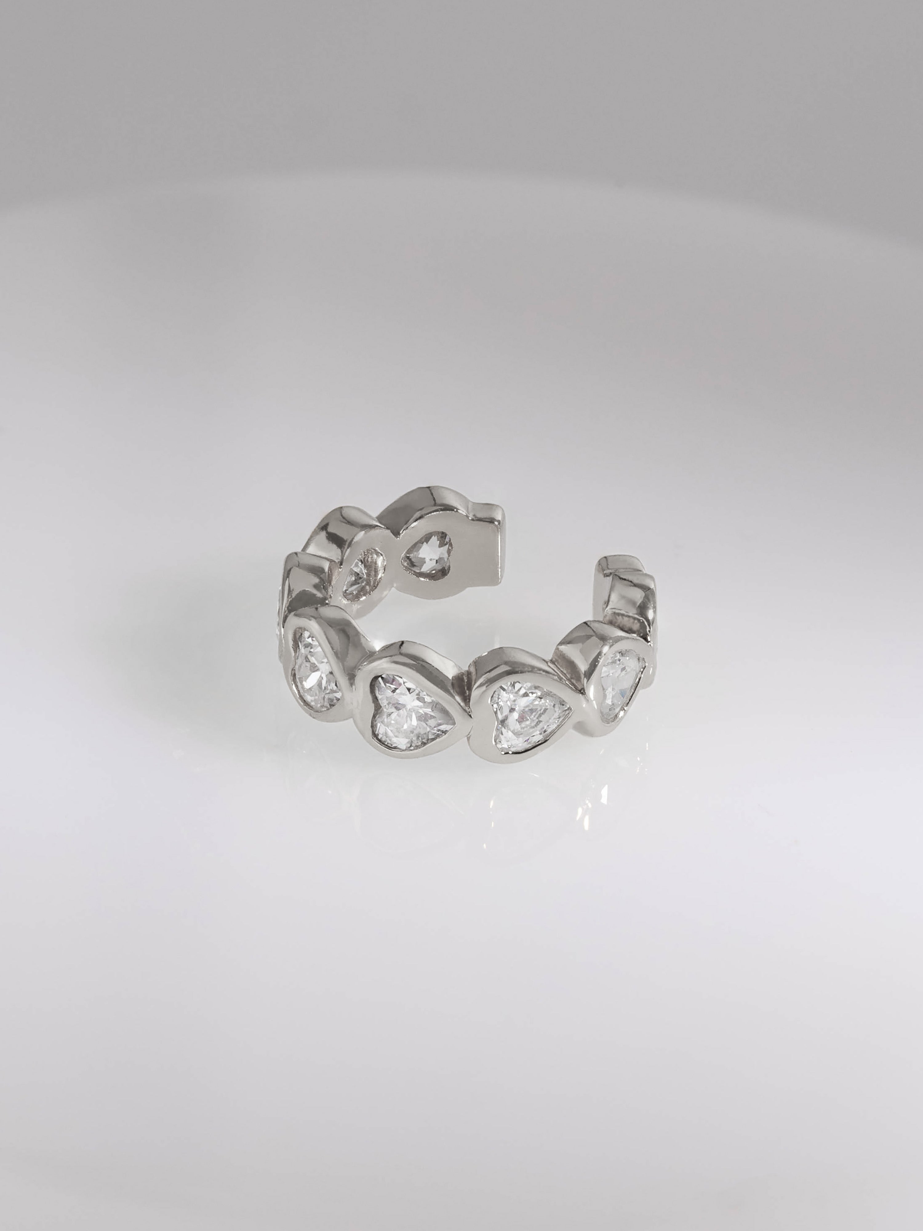 Heart Bezel Silver 9mm Ear Cuff