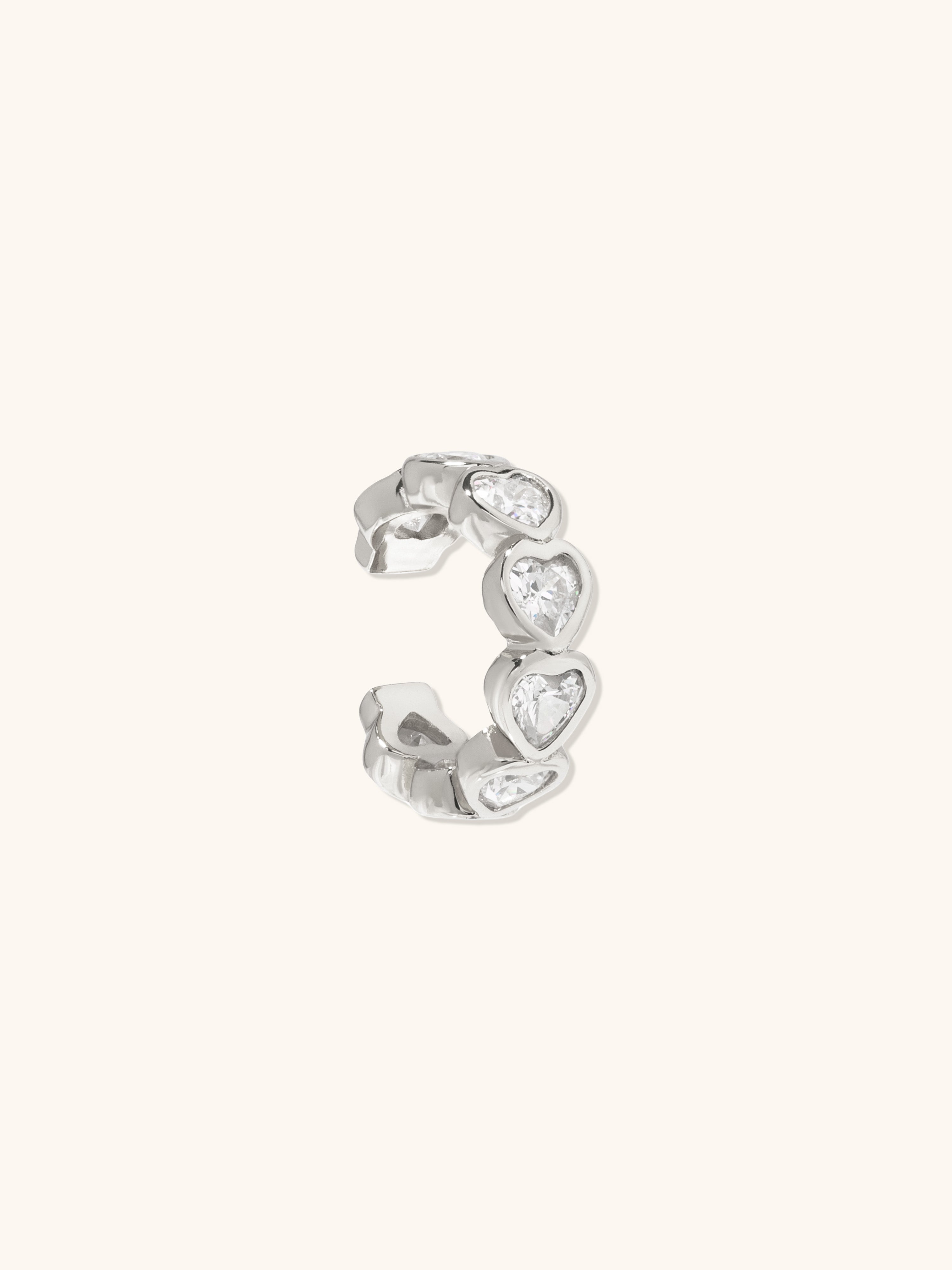 Heart Bezel Silver 9mm Ear Cuff