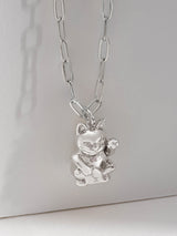 Lucky Cat Silver Necklace | Wanderlust + Co