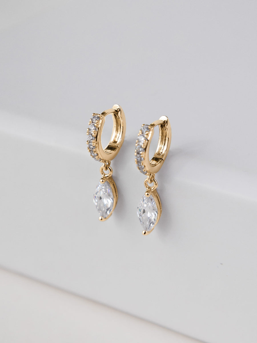 Marquise Gold Baby Huggie Earrings | Wanderlust + Co