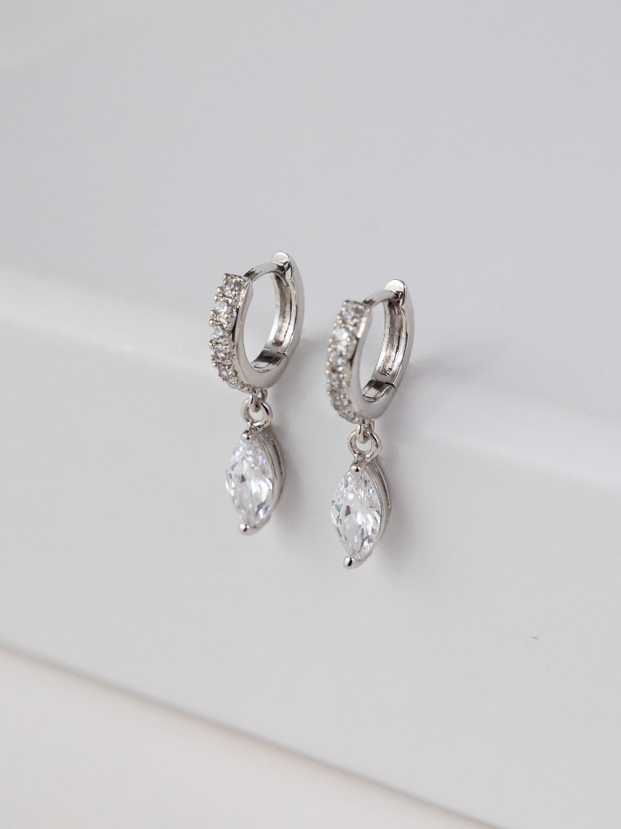 Marquise Silver Baby Huggie Earrings | Wanderlust + Co