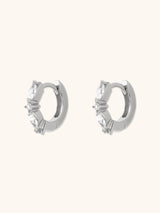 Marquise Pave Silver 8mm Huggie Earrings