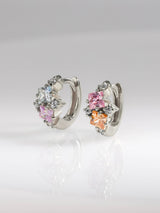Rainbow Gem Silver 7mm Baby Huggie Earrings