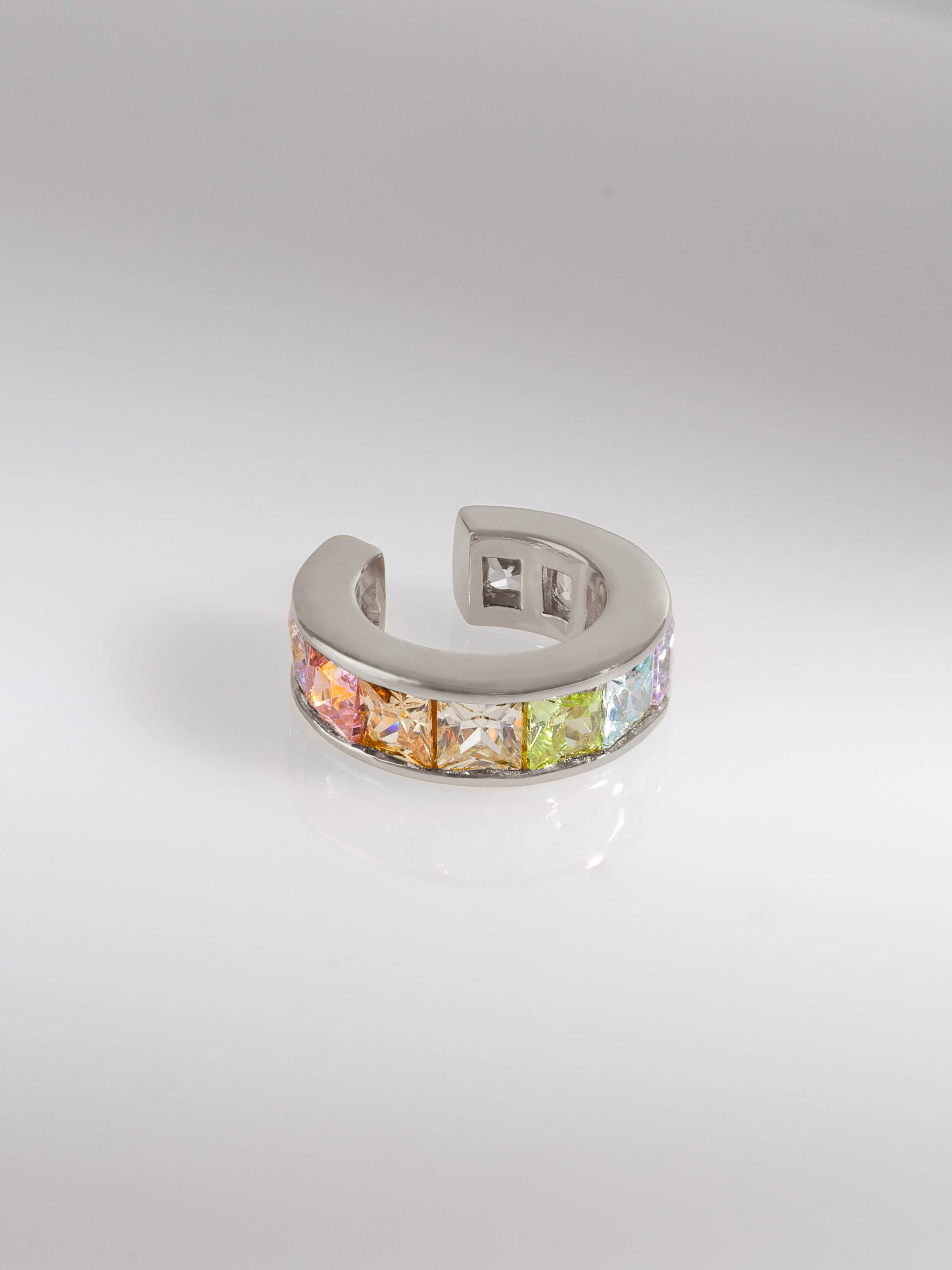 Rainbow Gem Silver 9mm Ear Cuff