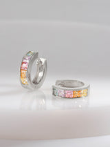 Rainbow Gem Silver 10mm Huggie Earrings