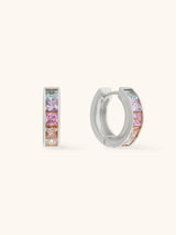Rainbow Gem Silver 10mm Huggie Earrings