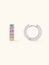 Rainbow Gem Silver 10mm Huggie Earrings