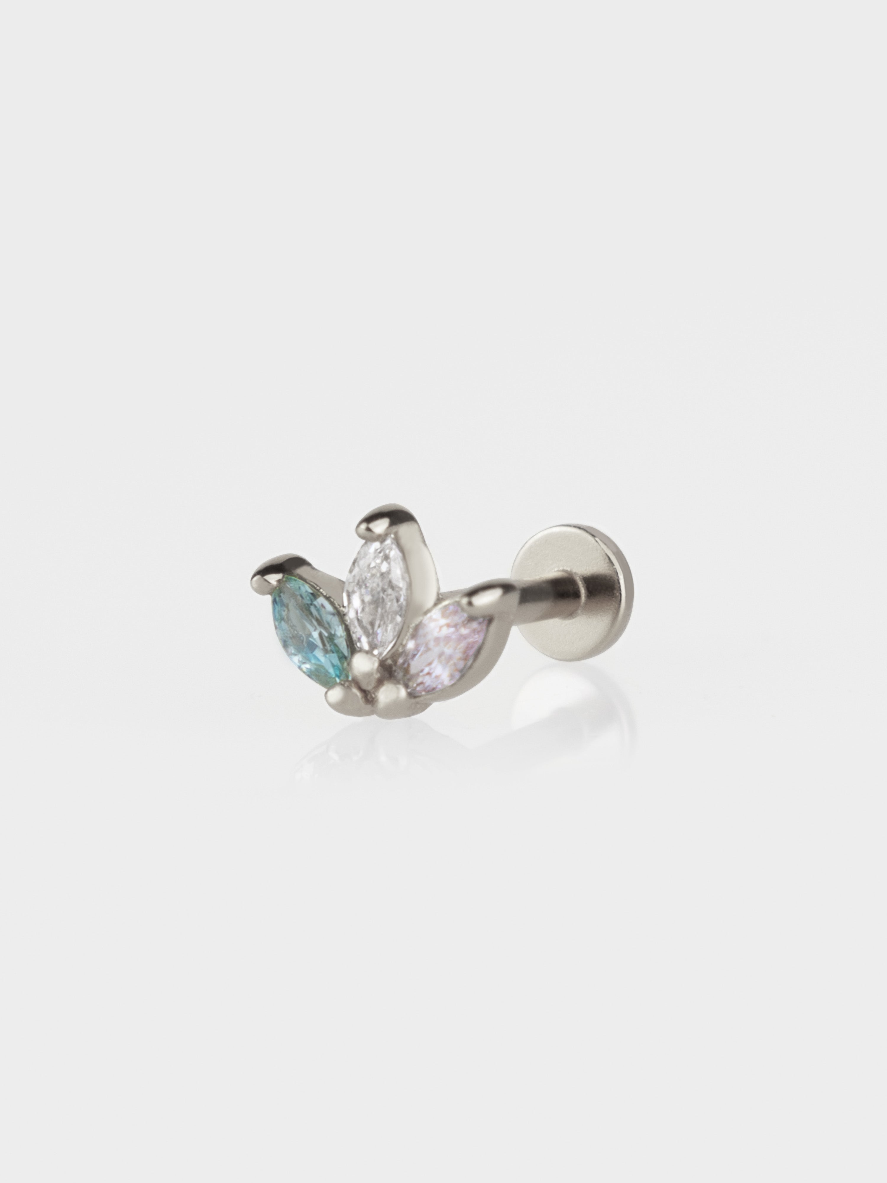 Trio Marquise Rainbow & Silver Flat Back Earring