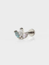 Trio Marquise Rainbow & Silver Flat Back Earring