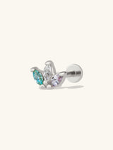 Trio Marquise Rainbow & Silver Flat Back Earring