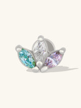 Trio Marquise Rainbow & Silver Flat Back Earring