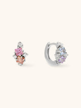 Rainbow Gem Silver 7mm Baby Huggie Earrings