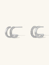 Classic Double Pave Silver 9mm Huggie Earrings | Wanderlust + Co