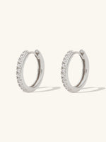 Classic Pave Silver 10mm Huggie Earrings