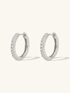 Classic Pave Silver 10mm Huggie Earrings