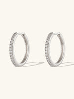 Classic Pave Silver 17mm Hoop Earrings