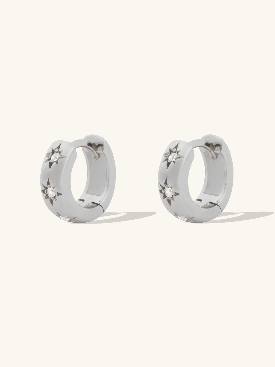 Constellation Silver 7mm Baby Huggie Earrings | Wanderlust + Co