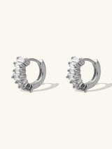 Jagged Baguette Silver 8mm Baby Huggie Earrings | Wanderlust + Co