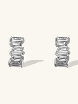 Jagged Baguette Silver 8mm Baby Huggie Earrings | Wanderlust + Co