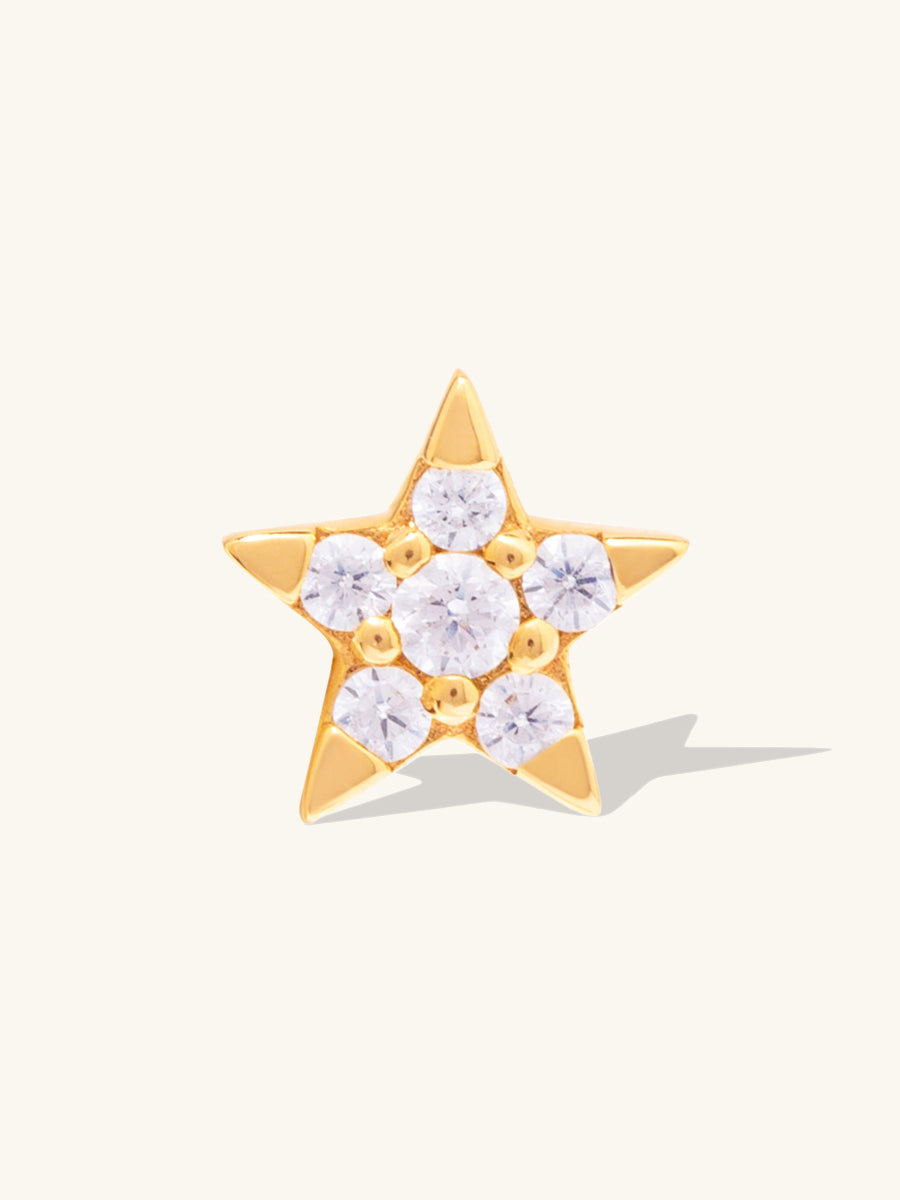 Star Diamante 14K Solid Gold Front Earring Stud | Wanderlust + Co