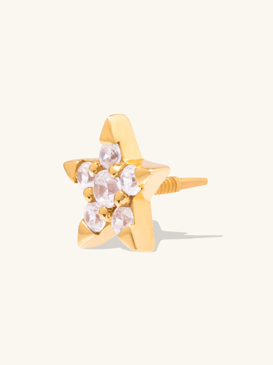 Star Diamante 14K Solid Gold Front Earring Stud | Wanderlust + Co