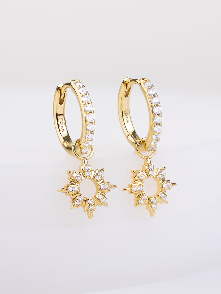 Sunseeker Charm Gold Huggie Earrings | Wanderlust + Co
