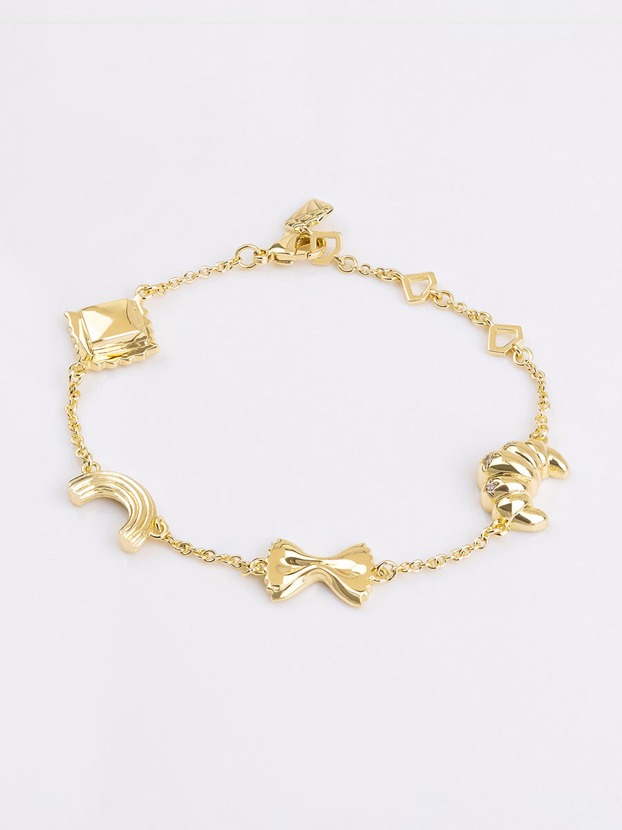 Food Party Charm Gold Bracelet