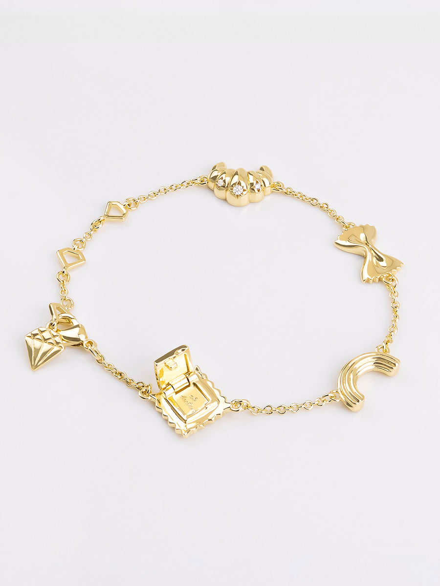Food Party Charm Gold Bracelet