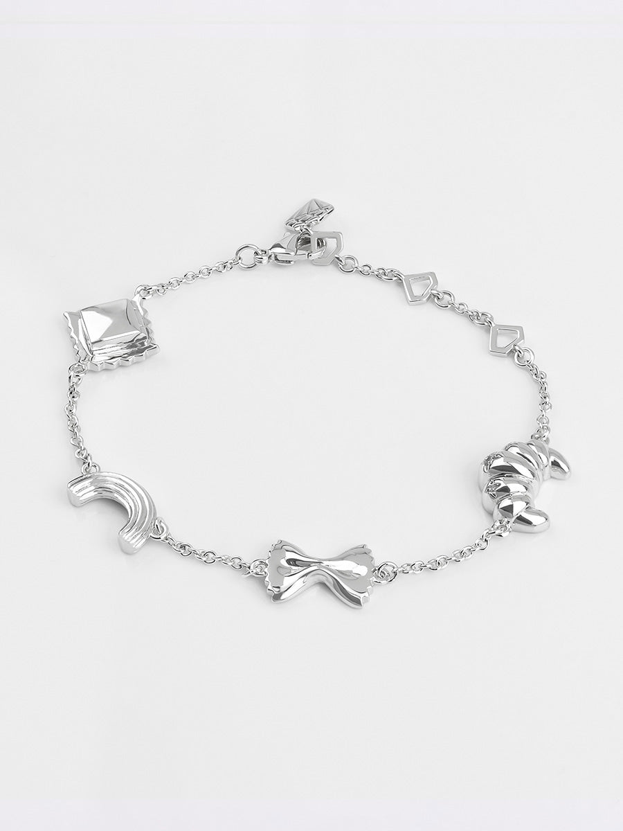 Food Party Charm Silver Bracelet