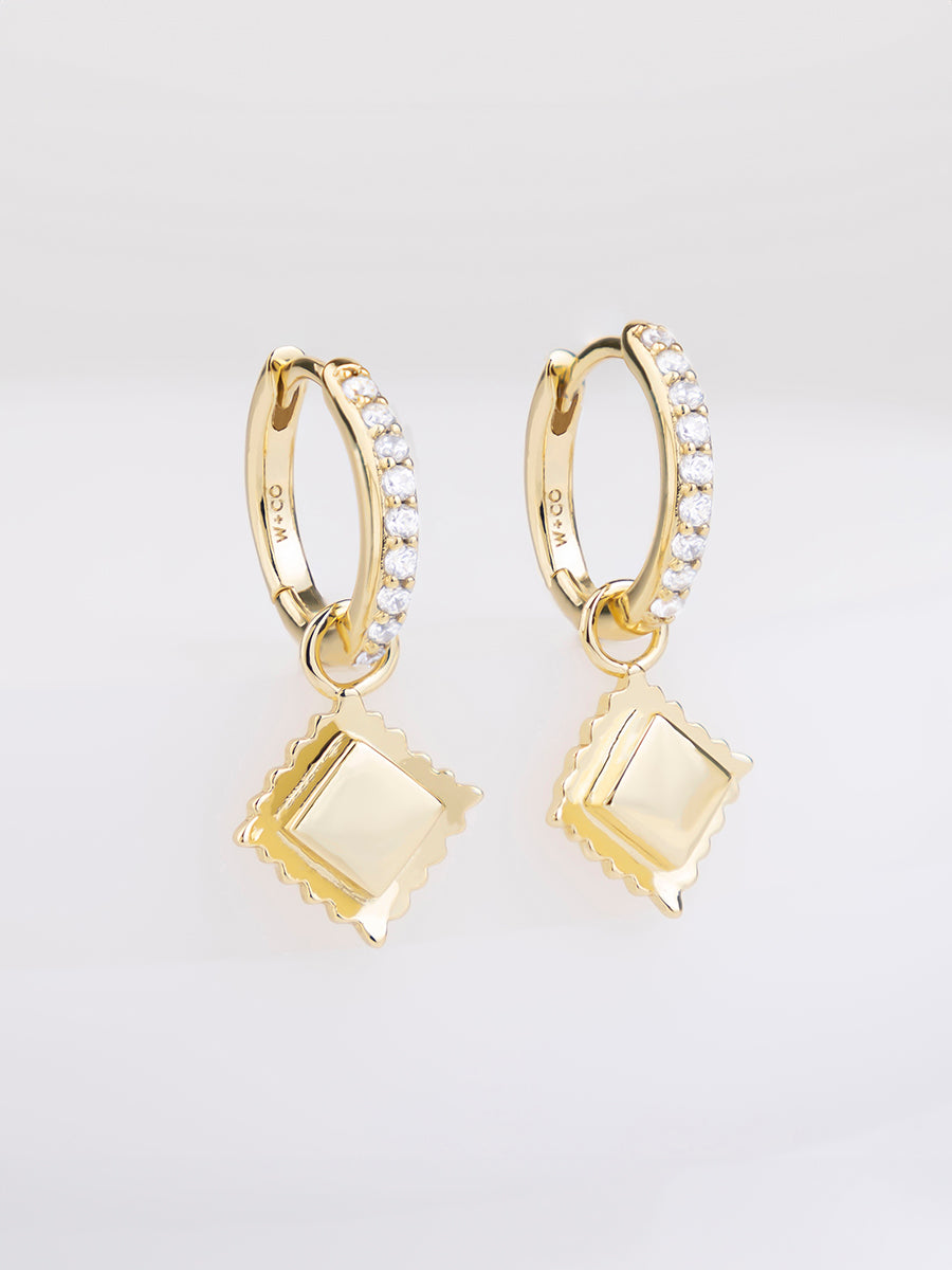 Ravioli Charm Gold Huggie Earrings | Wanderlust + Co