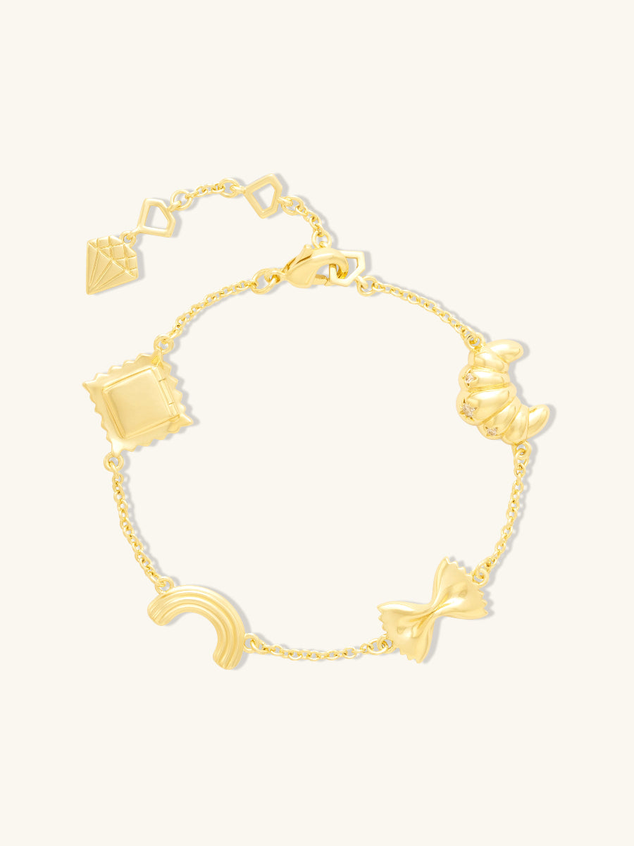 Food Party Charm Gold Bracelet | Wanderlust + Co