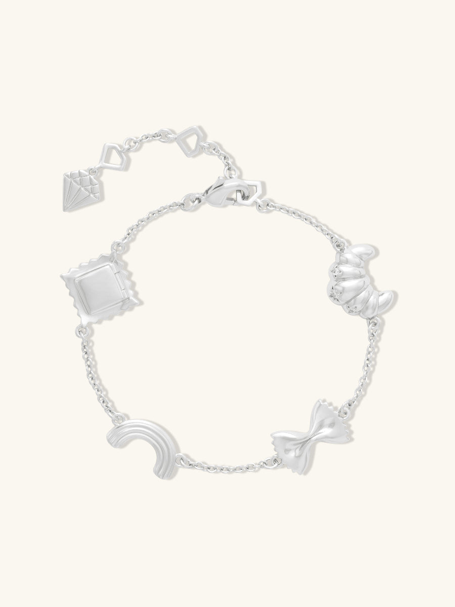 Food Party Charm Silver Bracelet | Wanderlust + Co