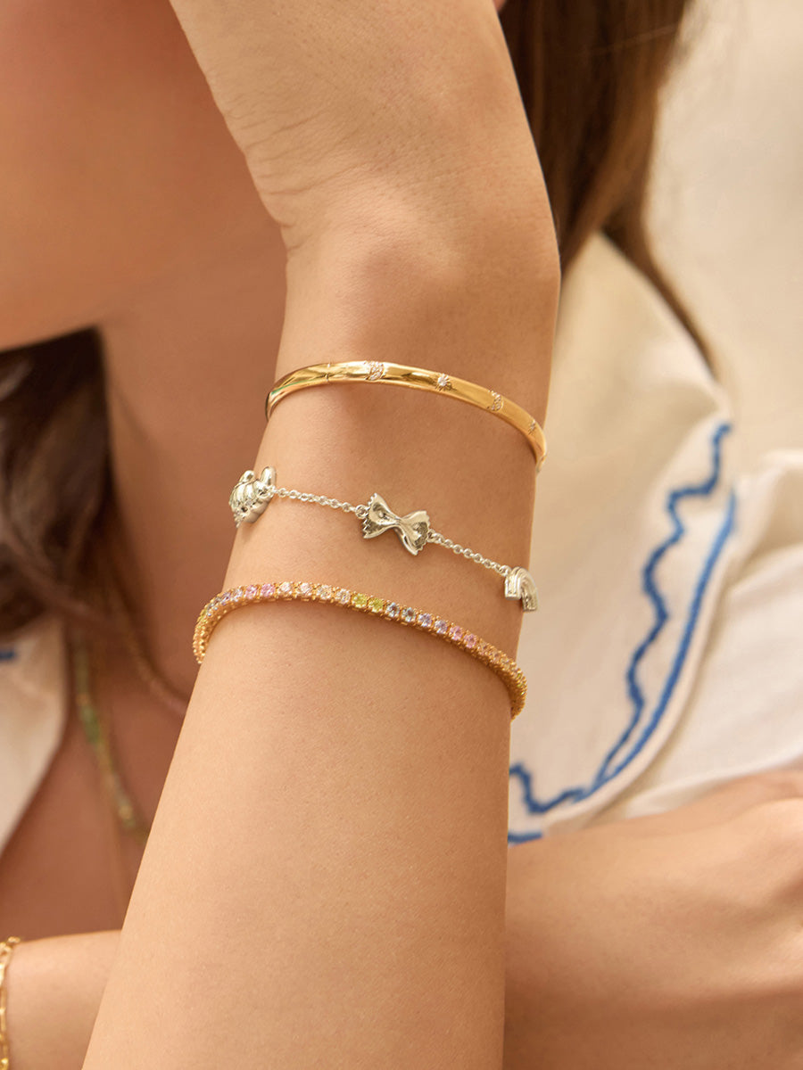 Food Party Charm Silver Bracelet