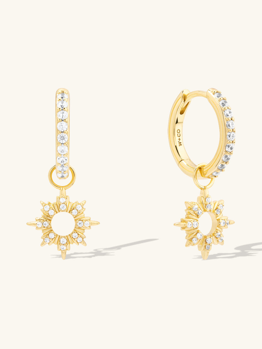 Sunseeker Charm Gold Huggie Earrings | Wanderlust + Co