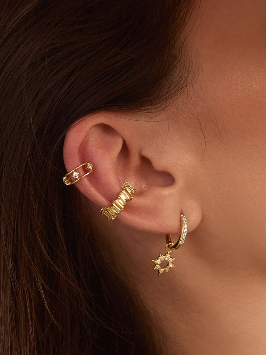 Sunseeker Charm Gold Huggie Earrings | Wanderlust + Co