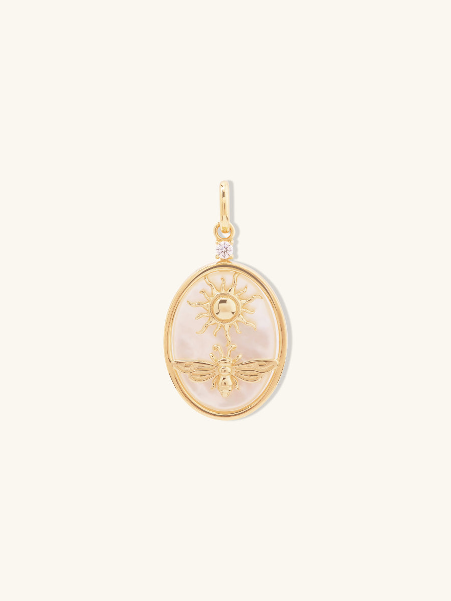 Bee Mother Of Pearl 14K Gold Vermeil Pendant | Wanderlust + Co