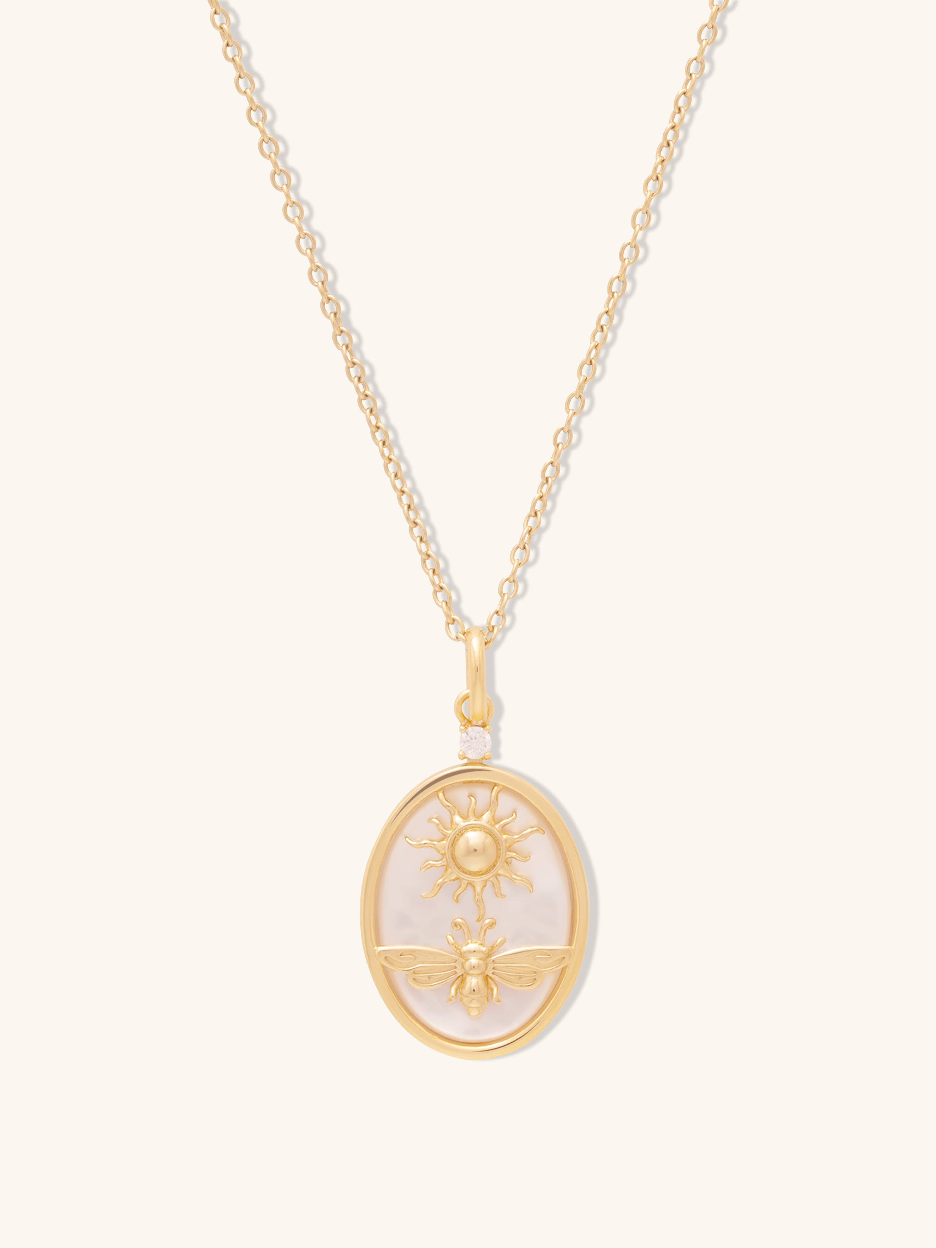 Bee Mother Of Pearl 14K Gold Vermeil Pendant | Wanderlust + Co