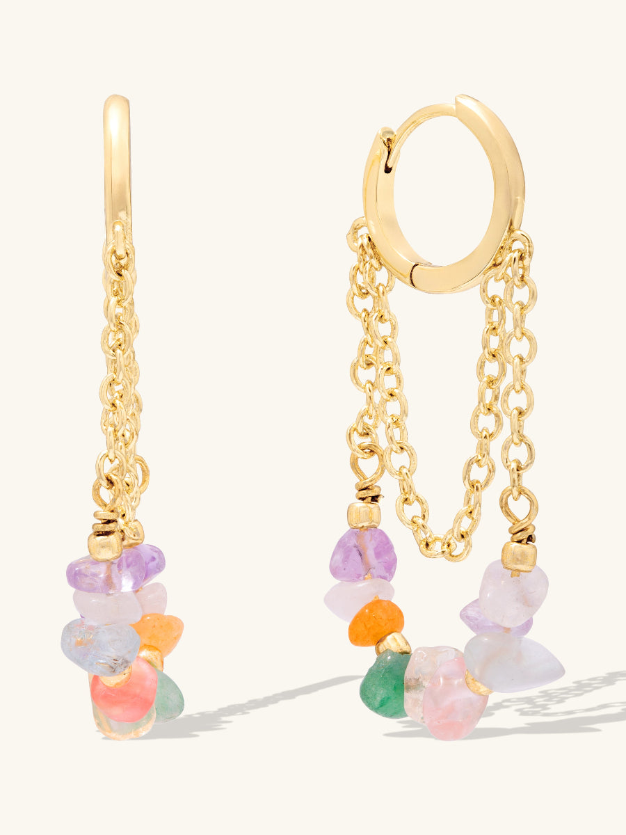 Kaleidoscope Beaded Gold Hoop Earrings | Wanderlust + Co