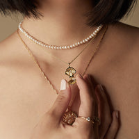 Sundaze Shell Locket Gold Necklace | Wanderlust + Co