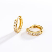 Classic Pave Gold 7mm Huggie Earrings