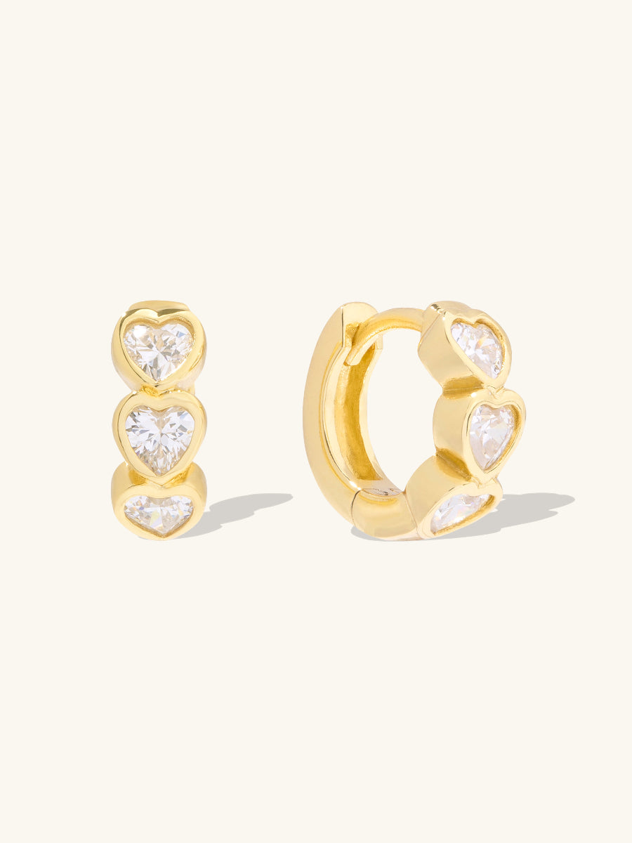 Heart Bezel Gold 8mm Huggie Earrings | Wanderlust + Co