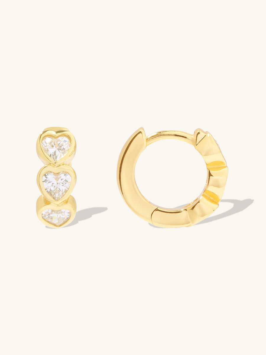 Heart Bezel Gold 8mm Huggie Earrings | Wanderlust + Co