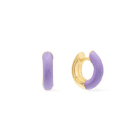 Lavender Enamel Aura Gold 9mm Huggie Earrings | Wanderlust + Co