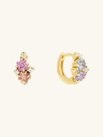 Rainbow Gem Gold 7mm Baby Huggie Earrings