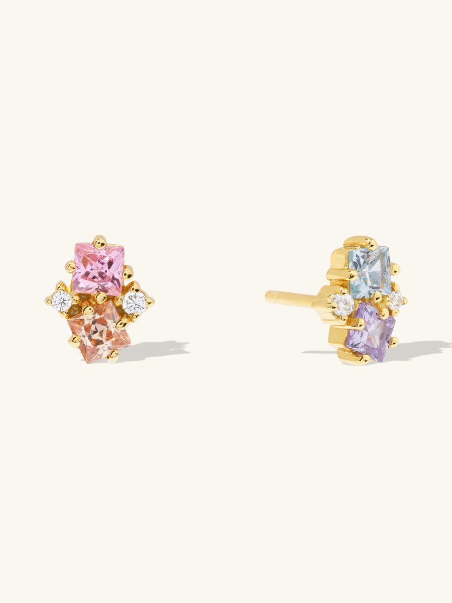 Rainbow Gem Gold Stud Earrings | Wanderlust + Co
