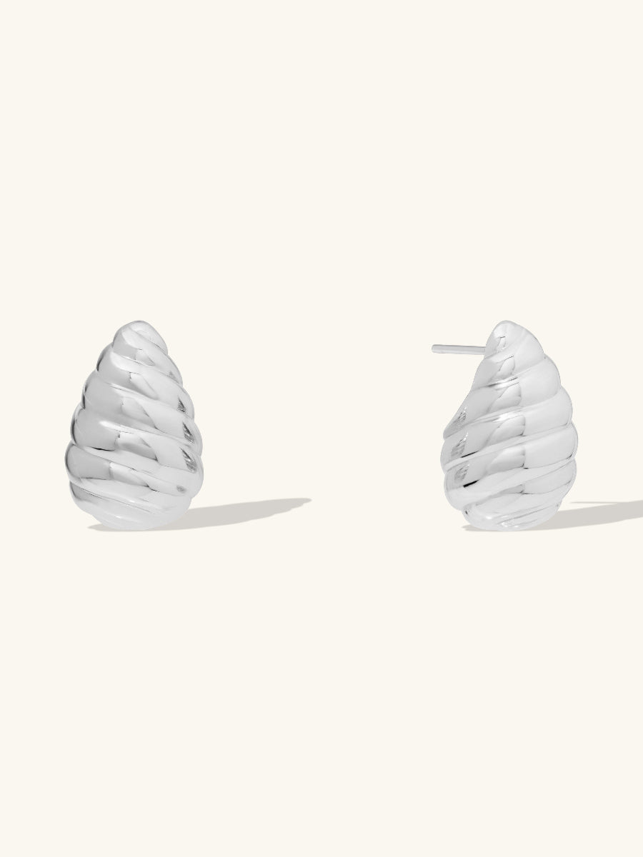 Teardrop Seashell Silver 20mm Stud Earrings | Wanderlust + Co